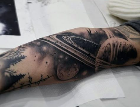 Males Pencil Shaded Universe Tattoo Sleeve Galaxy Tattoo Sleeve, Space Tattoo Sleeve, Tattoo Pencil, Astronaut Tattoo, Universe Tattoo, Planet Tattoos, Galaxy Tattoo, Stars Space, Cat Tattoos