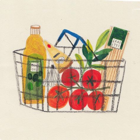 Spaghetti pomodoro Tesco groceries time 🍝🍅🧀 #spaghetti #groceries #illustration | Instagram Assiette Design, Crayon Drawings, 그림 낙서, Summer Illustration, Instagram Prints, Plakat Design, Arte Inspo, Arte Sketchbook, Follow On Instagram