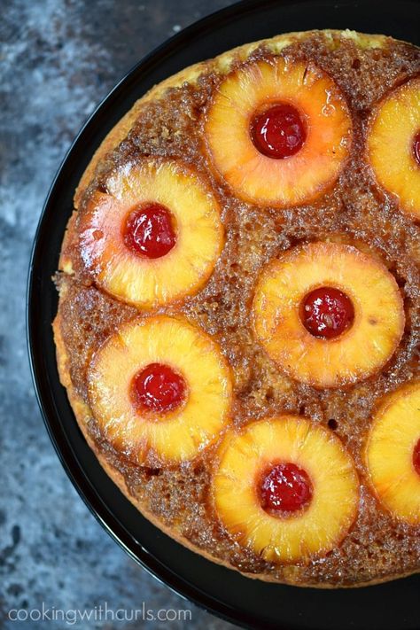 Skillet Pineapple Upside Down Cake Recipe, Skillet Pineapple Upside Down Cake, Scalloped Pineapple, Luau Recipes, Pineapple Upside Cake, Pineapple Upside Down Cake Recipe, Upside Down Cake Recipe, Bunco Night, Skillet Cake