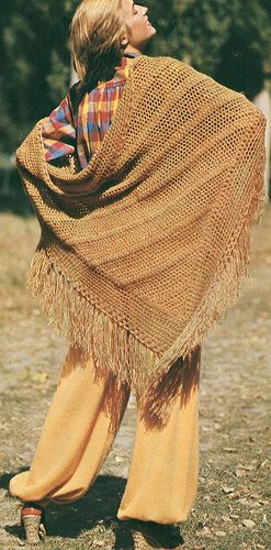 1977 Crochet Mesh Shawl | Flickr - Photo Sharing! Cape Au Crochet, Mesh Shawl, Yarn Weight Chart, 1970s Crochet, Boho Crochet Patterns, Cape Wrap, Crochet Cape, Fringe Shawl, Shawl Crochet