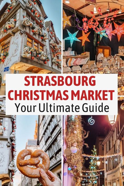 Strasbourg is the ultimate destination if you love Christmas markets! This French city in Alsace features 12 unique markets, each with its own specialties. You'll find a giant tree, a stunning cathedral, and delicious food—ideal for romantic getaways. This guide details what to eat, where to stay, costs, and what to see and do in Strasbourg, France. You'll also get maps, opening hours, and other holiday attractions. Don’t wait any longer—plan your visit to the top European Christmas market! France Christmas Market, European Christmas Markets, Strasbourg Christmas, France Christmas, France Winter, France Strasbourg, European Christmas, France Itinerary, German Christmas Markets