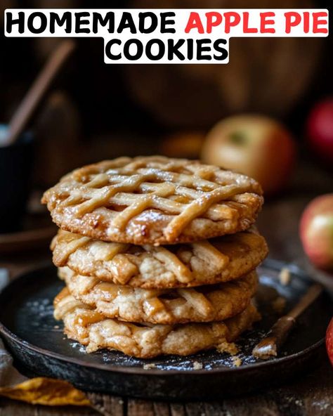 Enjoy the flavors of a classic apple pie in a bite-sized treat! These Apple Pie Cookies with a unique lattice crust topping are easy to make, featuring a spiced apple filling and buttery crust. Perfect for fall gatherings or a cozy dessert at home. Apple Filled Cookies, Apple Pie Cookies Recipe, Apple Pie Cookie, Apple Pie Cookie Recipe, Lattice Crust, Apple Pie Cookies, Homemade Apple Pie, Classic Apple Pie, Cookies From Scratch