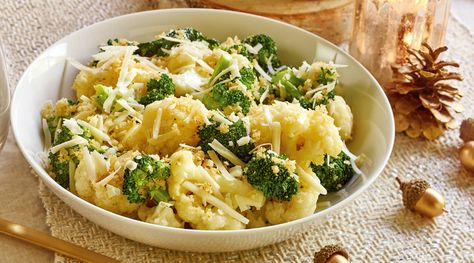 Take your veggie game to the next level by sprinkling crunchy bread crumbs and salty, zesty romano cheese on freshly steamed cauliflower and broccoli. Cauliflower With Bread Crumbs, Steamed Recipes, Cauliflower And Broccoli, Cheddar Potatoes, Broccoli And Cauliflower, Steamed Cauliflower, Wisconsin Cheese, Steam Recipes, Broccoli Cauliflower