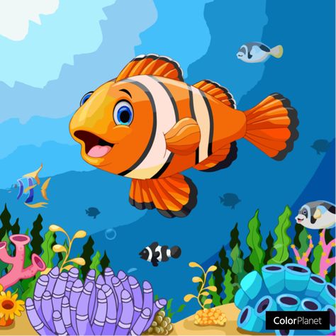 Clown Fish Cartoon, Planet Cartoon, Oil Painting App, Fish Pictures, Fish Cartoon, Koi Fish Drawing, Easy Flower Drawings, Oil Painting Supplies, Fishing Pictures