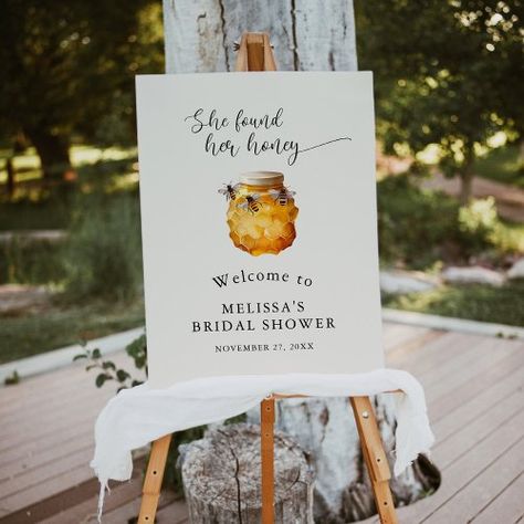 $60.75 | Rustic She Found Her Honey Bridal Shower Welcome - bridal shower signs, welcome sign, she found her honey, rustic chic, watercolor, honeybee, bumblebee, bee bridal shower theme, elegant calligraphy script, boho Honey Bee Wedding Theme, Honey Bridal Shower Theme, She Found Her Honey Bridal Shower Theme, Bee Bridal Shower Theme, Wedding Shower Ideas Themed, Bridal Shower Themes Fall, Watercolor Honeybee, She Found Her Honey, Bridal Shower Honey