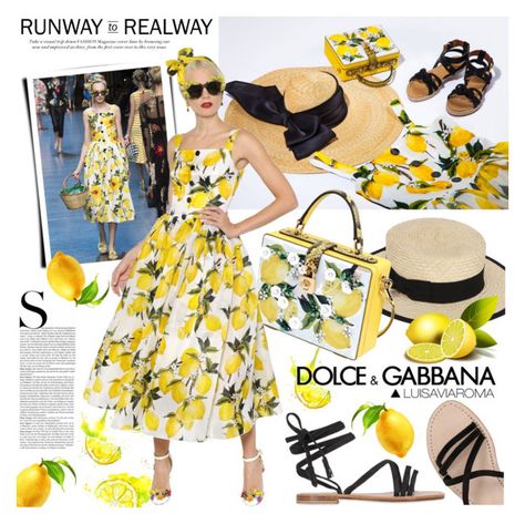 Dolce And Gabbana Lemon Dress, Lemon Print Dress Dolce & Gabbana, Amalfi Coast Style Fashion, Dolce Vita Theme Party Outfit, Sicilian Outfit, Lemon Dress Outfit, Dolce Vita Outfit, Lemon Outfit, Lemon Print Dress