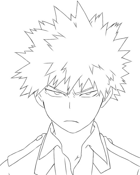 Bakugou Drawing Reference, Bakugo Lineart, Bakugou Sketch Easy, Gojo Satoru Line Art, Bakugou Drawing Sketch, Katsuki Bakugo Drawing, Bakugo Drawing Easy, Bakugou Drawing Easy, Bakugo Drawing Sketch