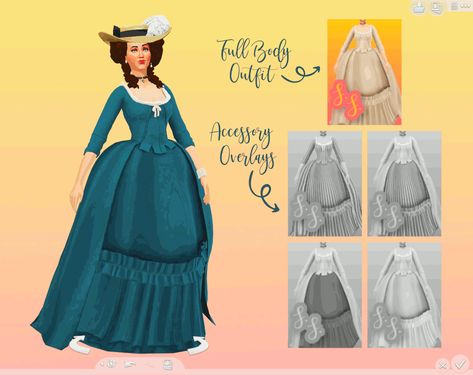 Sims 4 Rococo Dress, Sims 4 Cc 18th Century, Sims 4 Rococo Cc, Sims Historical, Sims Royal, Sims 4 Decades Challenge, Historical Gowns, Rococo Dress, Sims 4 Characters