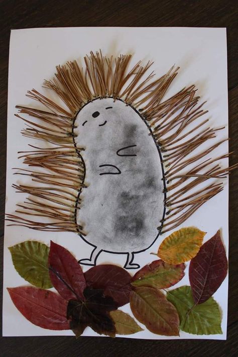 Preschool Art Activities Fall, Fall Gnome Crafts For Kids, Autumn Creative Ideas, Autumn Childrens Crafts, Hedgehog Diy, Forest Animal Art, Crafts For Kindergarten, Tre Kunst, Hedgehog Drawing