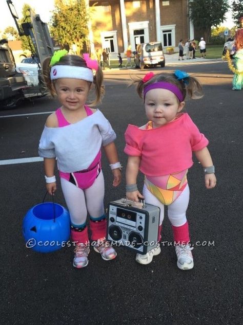 Workout Girls, Sibling Halloween Costumes, Baby Kostüm, 80s Costume, Homemade Costumes, Toddler Halloween Costumes, Toddler Costumes