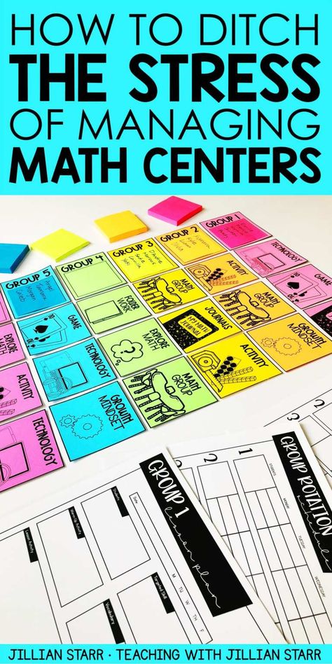 How to Ditch The Stress of Managing Math Centers - Teaching with Jillian Starr Math Rotation Board, Math Center Rotations, Guided Math Centers, Guided Math Groups, Center Rotations, Math Rotations, Math Blocks, Math Talk, Supply Labels