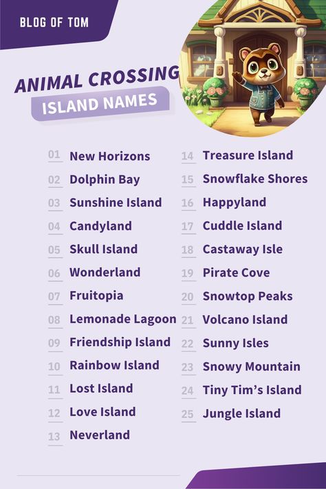 Animal Crossing Island Name Ideas Animal Crossing Island Names, Animal Crossing Islands, Island Names, Roblox Usernames, Rainbow Island, Animal Crossing Wild World, Island Theme, Aesthetic Names, Skull Island