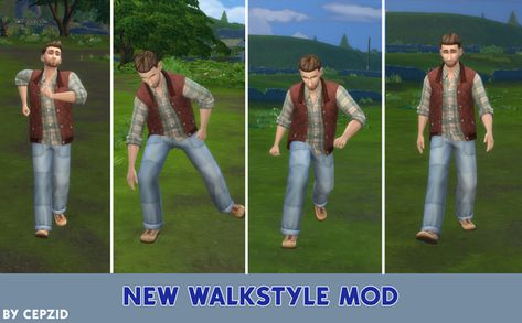 New Walkstyle Mod | Cepzid on Patreon Clown Walk, Sims Medieval, Die Sims 4, Maxis Match Cc, Sims 4 Family, Walk Of Shame, Leg Injury, Zombie Walk, Sims 4 Game Mods