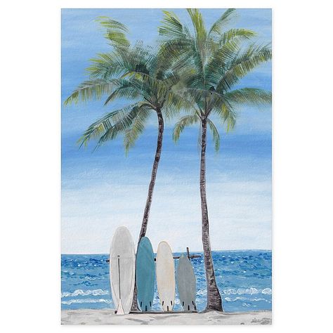 Tropical Beach Painting, Surfboard Painting, Beach Art Painting, Beach Canvas Wall Art, Cute Canvas Paintings, Tropical Wall Art, Beach Posters, Beach Canvas, Burton Snowboards