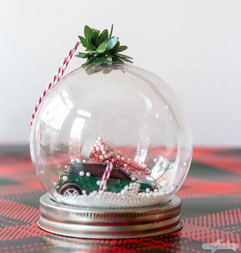 Diy Snow Globe Christmas, Diy Snow Globe Ornaments, Ornaments Diy Kids, Bottlebrush Trees, Christmas Diy Kids, Snow Globe Christmas, Globe Crafts, Diy Snow, Hope Christmas