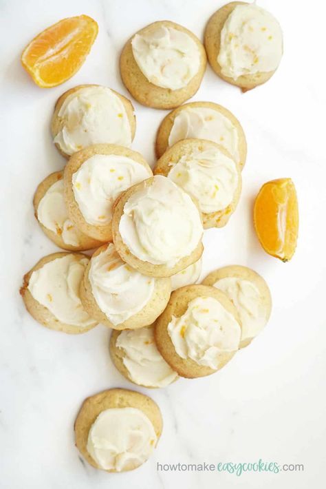 ORANGE DROP COOKIES with orange butter icing. EASY, DELICIOUS. Orange Drop Cookies, Strawberry Cake Mix Cookies, Orange Butter, Peanut Butter Sandwich Cookies, Drop Cookie Recipes, Holiday Baking List, Cookie Recipes From Scratch, Orange Cookies, Strawberry Cake Mix