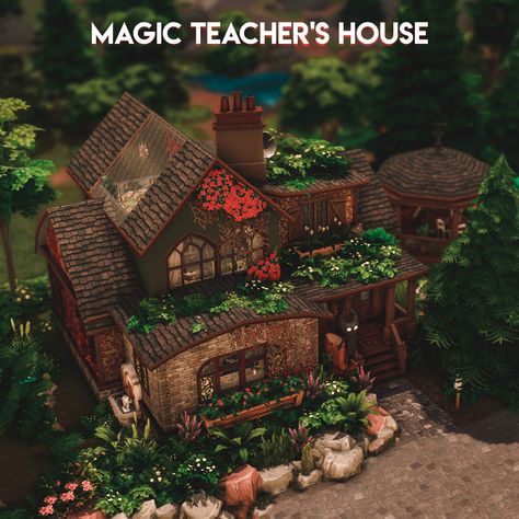 Sims 4 Magic House, Sims 4 Witch House, Tudor Decor, Sims 4 Houses Layout, Witchy House, Sims Inspiration, Sims 4 Patreon, Magical House, Sims Houses