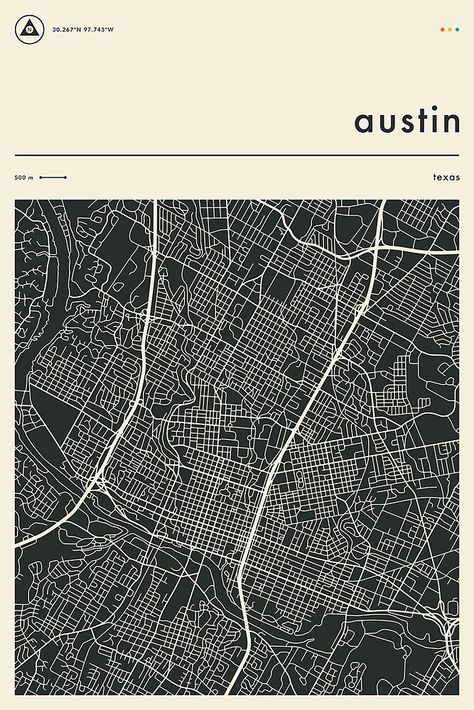 Austin Map, Art Deco Travel Posters, Minimalist Art Deco, Jazzberry Blue, Texas Map, Texas City, City Map Art, Map Art Print, City Street