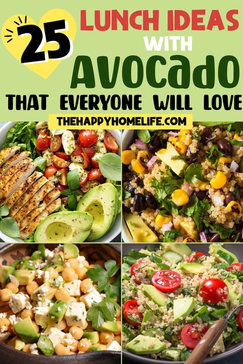 Elevate your lunch game with these tasty and healthy Lunch Ideas With Avocado! Meal Prep With Avocado, Healthy Avocado Recipes Lunches, Easy Avocado Lunch Ideas, Lunch Avocado Ideas, Lunches With Avocado, Guacamole Lunch Ideas, Healthy Lunch With Avocado, Avacodo Recipe Idea Lunch, Healthy Avacodo Meals