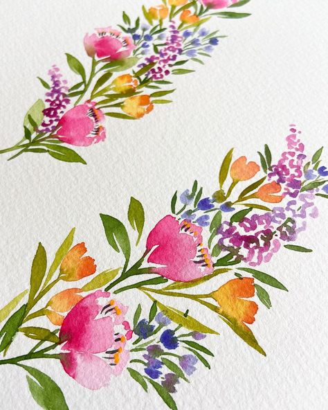 Watercolour Spring Flowers, Painting Flowers Tutorial, Art Deco Paintings, Learn Watercolor Painting, Watercolor Decor, Watercolor Floral Print, Watercolour Inspiration, Watercolor Projects, Abstract Watercolor Art