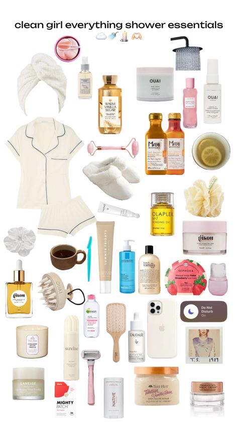 Everything Shower Essentials, Shower Essentials Aesthetic, Self Care Wishlist Ideas, Shower Essentials Products, Clean Girl Wishlist, That Girl Essentials, Wishlist Essentials, Everything Shower List, Clean Girl Products