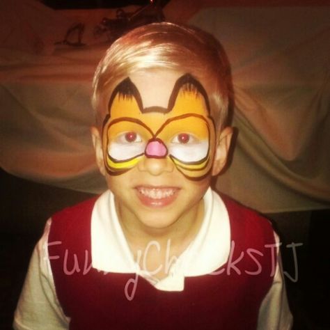 Garfield Face painting by FunnyCheeksTJ Garfield Face Paint, Pooh Bear Face Paint, Charmander Face Paint, Orange Face Paint Ideas, Darby Allin Face Paint, Boy Face, Body Painting, Face Painting, Face And Body