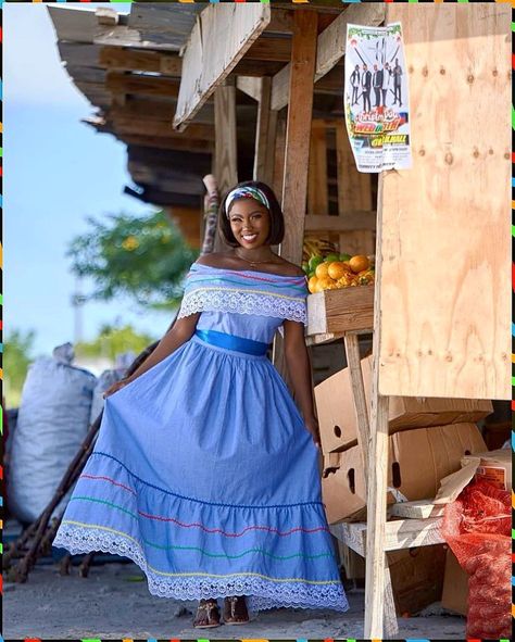 Bahamas Traditional Clothing, Haitian Karabela Dress, Haitian Aesthetic, Haitian Dress, Haitian Tattoo, Haitian Clothing, Haitian Women, Caribbean Outfits, Haitian Culture