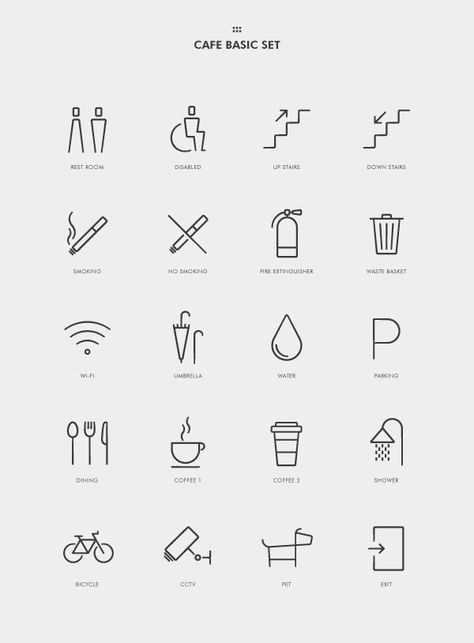 30 Amazing Pictogram Designs For Inspiration – Bashooka Pictograms Design, Wc Icon, Cafe Signage, Hotel Signage, Pictogram Design, Cafe And Restaurant, Coffee Icon, Sign System, Wayfinding Design