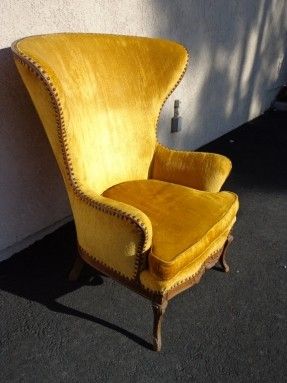 Incredibly Awesome Vintage High Wing Back Chair by Newtoyoudecor, $895.00 Vintage Wingback Chair, Wing Back Chair, High Back Dining Chairs, Love Chair, Elegant Chair, High Back Chairs, Funky Furniture, Chair Upholstery, Wing Chair