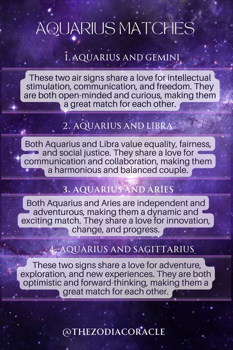 The most compatible zodiac signs for love and relationships for AQUARIUS! Aquarius And Sagittarius Relationship, Aquarius Compatibility Relationships, Libra And Aquarius Relationship, Aquarius X Aries, Aquarius And Aquarius Compatibility, Aries And Aquarius Relationship, Aquarius Compatibility Chart, Aquarius And Sagittarius Compatibility, Aquarius And Gemini Compatibility