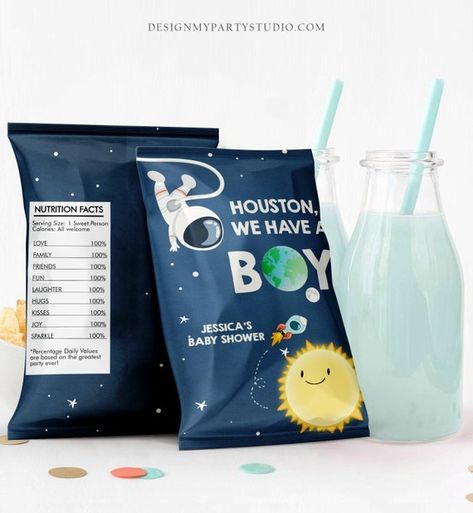 Snack Favors, Houston We Have A Boy, Birthday Astronaut, Outer Space Baby Shower, Outer Space Birthday Party, Farm Animals Birthday Party, Barnyard Party, Outer Space Birthday, Space Birthday Party