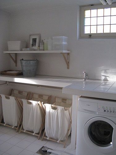 laundry room ideas Contemporary Laundry Room, Basement Laundry, White Laundry, Laundry Bin, Laundry Room Inspiration, Laundry Room Storage, Laundry Mud Room, Laundry Room Organization, Laundry Room Design