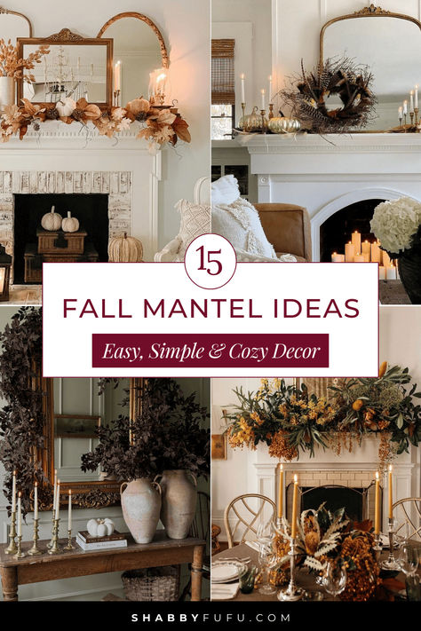 Looking to refresh your mantel this fall? Check out these 15 easy and cozy fall mantel ideas that will transform your space with seasonal charm. From simple DIY touches to stylish decor, there’s something for everyone! 🍂✨ #FallDecor #MantelInspo #CozyHome Over The Mantel Wall Decor, Fall Mantle Under Tv, Traditional Fall Mantle Decor, Fall Mantles Ideas Farmhouse, Art On Mantle, Elegant Fall Mantle, Simple Fall Mantle Decor, Simple Fall Mantle, How To Decorate A Fireplace Mantel