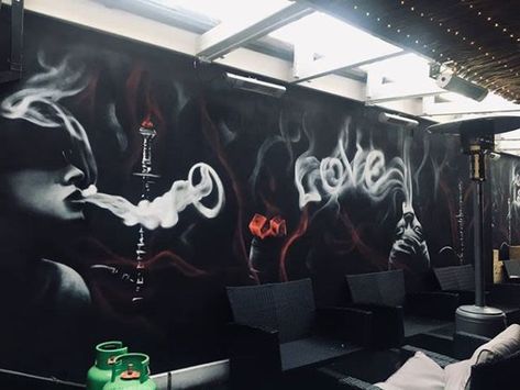 Lounge Mural, Karaoke Lounge, Lounge Design Ideas, Lounge Aesthetic, Wall Painting Designs, Bar Lounge Design, Indoor Mural, Lounge Logo, Selfie Wall