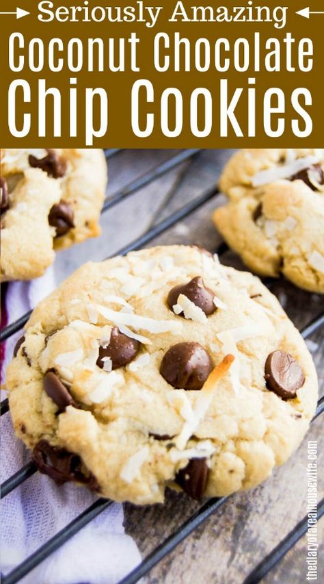 Coconut Almond Chocolate Chip Cookies, Chocolate Chip Coconut Cookies Recipes, Chocolate Chip Cookies With Coconut, Chocolate Chip Coconut Cookies, Cookies Coconut, Coconut Cookie, Coconut Chocolate Chip Cookies, Souffle Recipes, Homemade Chocolate Chips