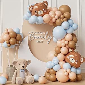 Bear Balloon Garland Arch Kit 121pcs Brown Blue and Bear Foil Woodland Animal Balloons for We Can Bearly Waits Bear Theme Birthday Party Supplies Bear Balloon Garland, Bear Theme Birthday, Animal Balloons, Baby Shower Background, Bear Balloon, Bear Birthday Party, Up Balloons, Garland Arch, Girl Baby Shower Decorations