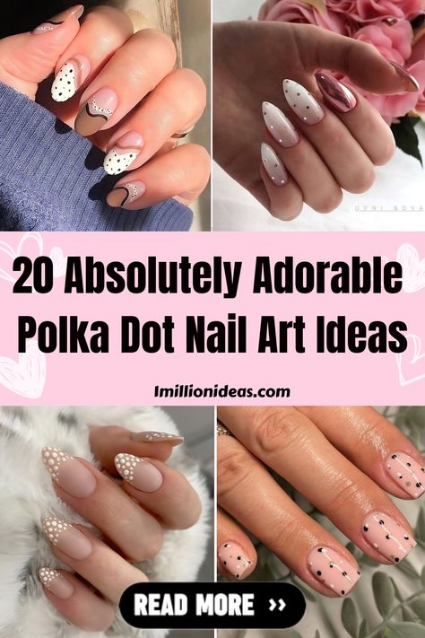 Polka dots are cute. They look great on everything, including your nails. Putting some dots on your manicure is the quickest and… French Manicure With Polka Dots, Polka Dot Nail Art, Dot Nails, Squoval Nails, Dot Nail Art, Polka Dot Nails, Dots Nails, White Nail Designs, Short Nail Designs