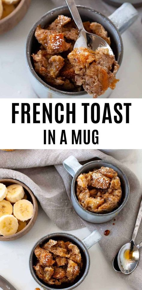 Breakfast In A Mug Microwave, French Toast Bowl, French Toast In A Mug, Breakfast In A Mug, Vegan Breakfast Recipes Healthy, Vegan Breakfast Recipes Easy, Vegan Brunch Recipes, Easy French Toast, Breakfast Recipes Easy Quick