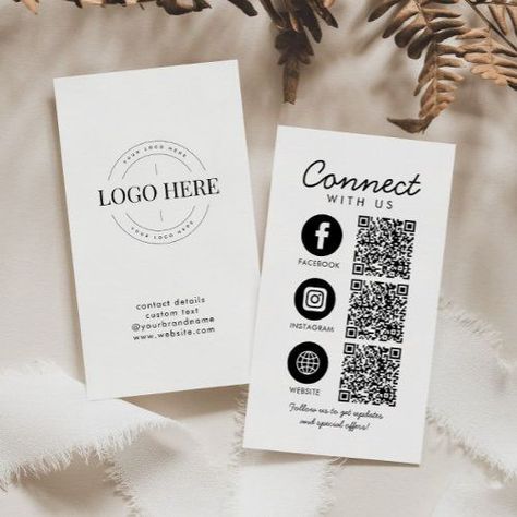 Basic Connect with Us QR Code Website Social Qr Code Social Media, Social Media Business Cards, Drukarka 3d, Qr Code Business Card, Small Business Logo, Business Card Design Creative, Marketing Business Card, Social Media Marketing Business, Make Business