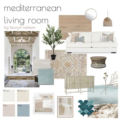 Light And Airy Mood Board, Mediterranean Interior Mood Board, Furniture Selection Board, Mediterranean Interior Design Style Bedroom, Mediterranean Boho Interior Design, Mediterranean Mood Board, Coastal Mood Board, Modern Mediterranean Living Room, Lip Gloss Natural