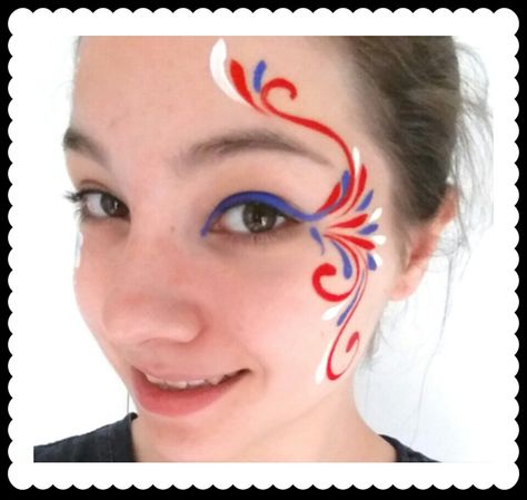 Jubilee Face Painting, Jubilee Face Paint, Red White And Blue Face Paint Ideas, 4 Of July Face Paint Easy, Patriotic Face Painting Ideas, Red White And Blue Face Paint, Patriotic Face Paint, 4th Of July Face Paint, Carnaval Make-up