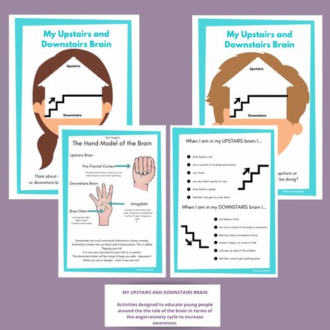 #emotions #upstairsdownstairsbrain #activitiesforkids #brainforkids #emotionalregulation Flipping Your Lid Brain, Flip Your Lid Brain Activity, Upstairs Brain Downstairs Brain, Upstairs And Downstairs Brain, Flipping Your Lid, Flip Your Lid, Upstairs Downstairs Brain, Brain Worksheet, Coping Toolbox