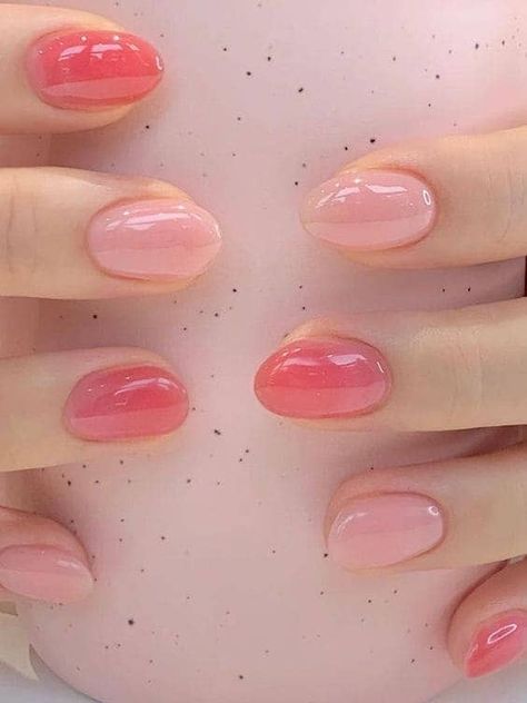 No Acrylic Nail Ideas Short, Short Nail Pink, Pink Nail Ideas Short, Korean Pink Nails, Cute Pink Short Nails, Pink Gel Nails Ideas, Short Pink Nails Designs, Korean Nails Short, Nails Short Pink