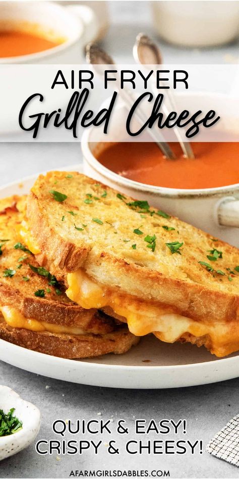 Air Fried Grilled Cheese, Cheesy Grilled Cheese, Awesome Sandwiches, Air Fryer Grilled Cheese, Grilled Cheese Recipe, Making Grilled Cheese, Italian Chopped Salad, Classic Sandwich, Airfryer Recipes