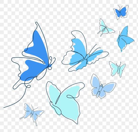 Blue Butterfly Png, Blue Line Art, Blue Butterfly Tattoo, Png Butterfly, Butterfly Outline, Flying Butterfly, Butterfly Png, Sticker Baby, Butterfly Background