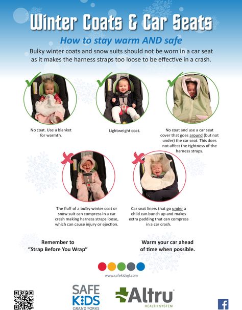 Winter Coats and Infant Car Seats don't use them together, as the extra fluff of a winter coat and compress in a crash, leaving harness straps less tight than they should be. Car Seat Safety Winter, Car Seat Rules, Car Seat Safety, Infant Car Seats, Winter Safety, Car Harness, Child Safety Seat, Carseat Safety, Safety Posters