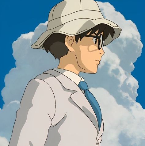 The wind rises | jiro horikoshi Jiro Horikoshi, The Wind Rises, Wind Rises, Studio Ghibli Characters, Studio Ghibli Art, World Of Fantasy, Ghibli Art, Cute Profile Pictures, Gouache Painting