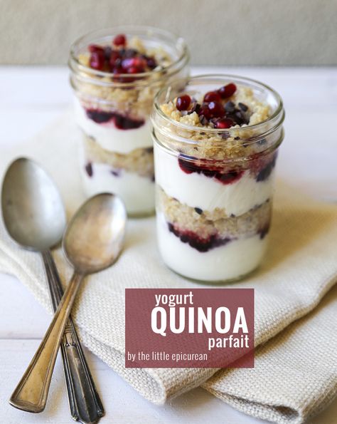 Yogurt Quinoa Parfait - The Little Epicurean Quinoa Parfait, Recipes For Entertaining, Everyday Breakfast, Breakfast Quinoa, Breakfast Inspiration, Paleo Friendly Recipes, Cocoa Nibs, Breakfast Idea, Sweet Food