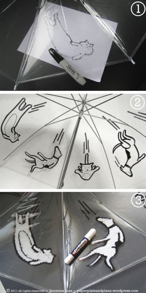 Paper, Plate, and Plane - Design your own umbrella. Love this. Dog Umbrella, Custom Umbrella, Clear Umbrella, Cute Umbrellas, Sharpie Crafts, Sharpie Pens, Umbrella Designs, Diy Bird Feeder, Sharpie Marker