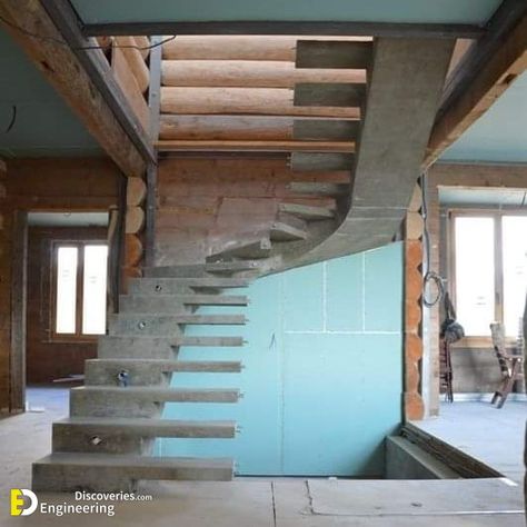 Do Not Ignore The Tips And Construction Work That You Do Not Know - Engineering Discoveries Rcc Staircase Design, Rebar Ideas, Stair Design Architecture, Round House Plans, Staircase Interior Design, Metal Building Designs, Staircase Designs, Concrete Staircase, Civil Engineering Construction